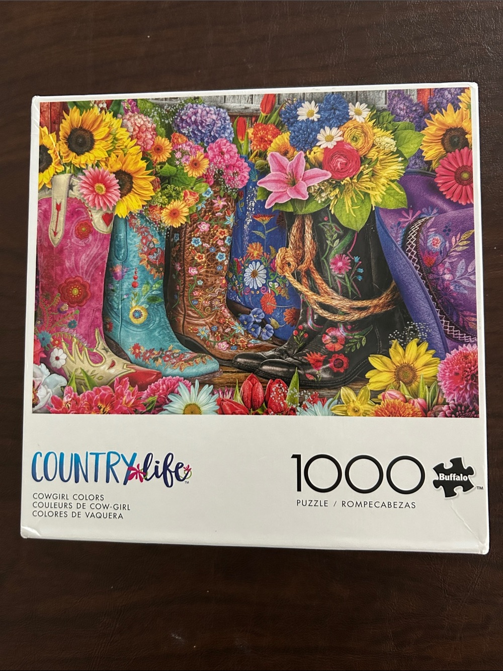 Buffalo David Bitton Multicolor Floral Cowgirl Boots Puzzle Art